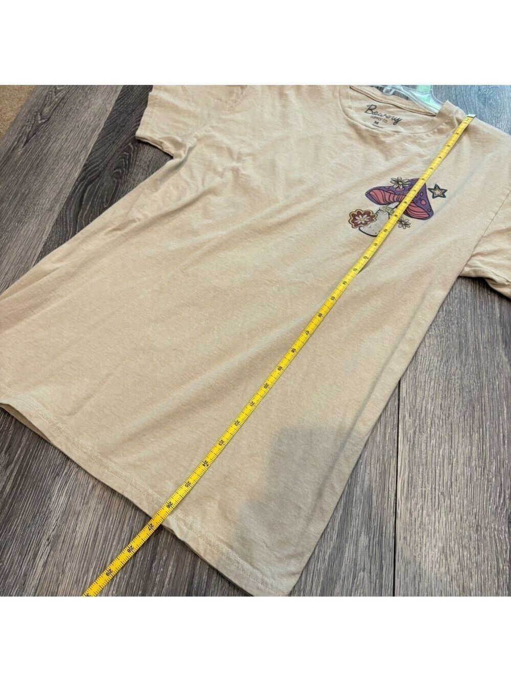 Bowery Supply Co Mushroom Graphic Tee Cream Beige Short Sleeve T-Shirt Size M - Picture 5 of 5